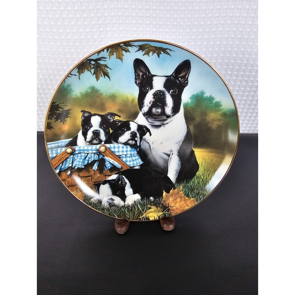 Danbury Plate Boston Terrier Collection Family Fun by Dan Hatala 8 1/4"